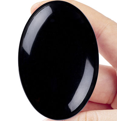 Obsidiana negra natural pulida piedra de palma Obsidiana negra de bolsillo preocupación piedra preciosa para reducir el estrés Decoración del hogar