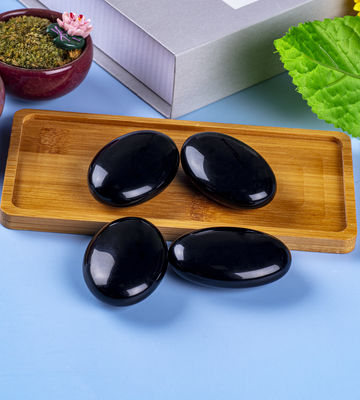 Obsidiana negra natural pulida piedra de palma Obsidiana negra de bolsillo preocupación piedra preciosa para reducir el estrés Decoración del hogar