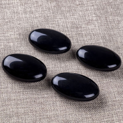 Obsidiana negra natural pulida piedra de palma Obsidiana negra de bolsillo preocupación piedra preciosa para reducir el estrés Decoración del hogar