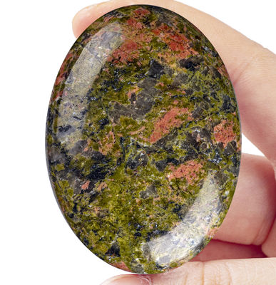 Piedra de palma Unakite natural pulida Piedra de bolsillo Unakite Piedra de preocupación Unakite Para relajación del estrés Decoración del hogar