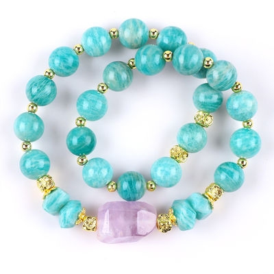 11MM 14MM Tianhe Piedra Ametista Cristal de piedra preciosa pulseras de cuentas 2 capas