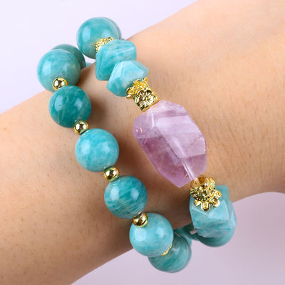 11MM 14MM Tianhe Piedra Ametista Cristal de piedra preciosa pulseras de cuentas 2 capas