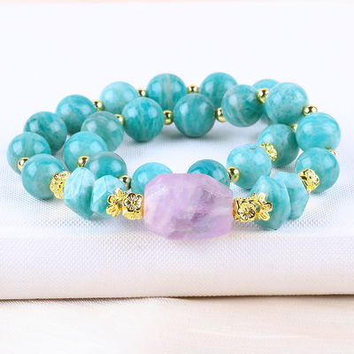 11MM 14MM Tianhe Piedra Ametista Cristal de piedra preciosa pulseras de cuentas 2 capas