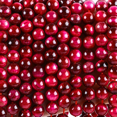 8mm Rosa Ojo de Tigre Rojo Piedra preciosa de curación Rosa Cristal de Piedra Perlas para la fabricación de joyas