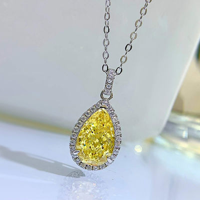 Decoración de piedras preciosas amarillas colgante de gota de agua collar de moda joyas de zircón