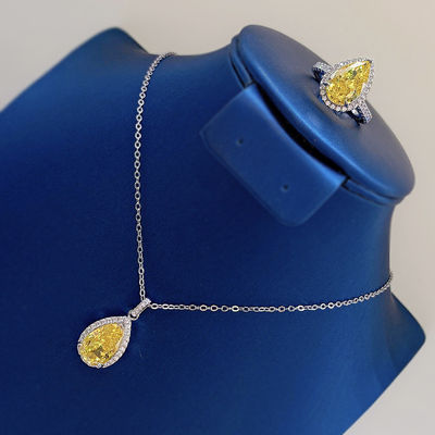 Decoración de piedras preciosas amarillas colgante de gota de agua collar de moda joyas de zircón