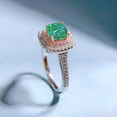 Anillos de boda de piedra preciosa de forma cuadrada verde de zircón para mujeres