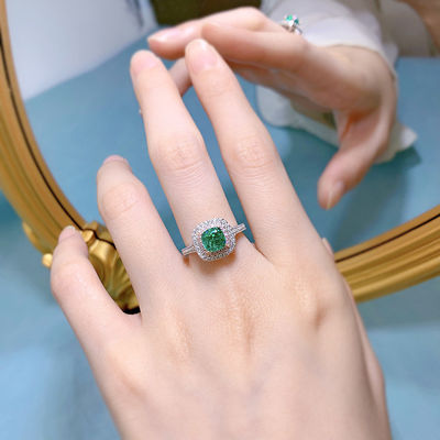 Anillos de boda de piedra preciosa de forma cuadrada verde de zircón para mujeres