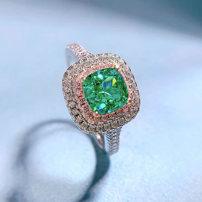 Anillos de boda de piedra preciosa de forma cuadrada verde de zircón para mujeres