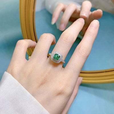 Anillos de boda de piedra preciosa de forma cuadrada verde de zircón para mujeres