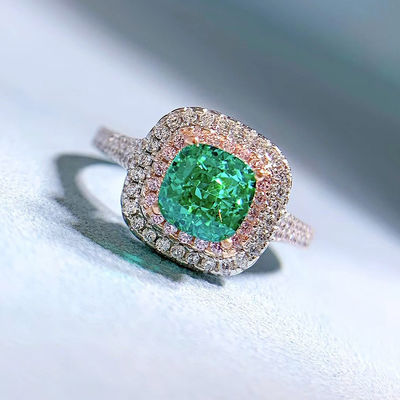 Anillos de boda de piedra preciosa de forma cuadrada verde de zircón para mujeres