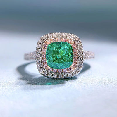Anillos de boda de piedra preciosa de forma cuadrada verde de zircón para mujeres