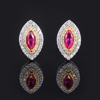 Forma de la marquesa Artesanía exclusiva Ahorro de orejas piedra preciosa zircón Joyería nupcial