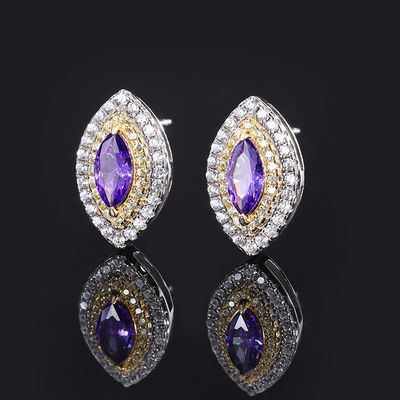 Forma de la marquesa Artesanía exclusiva Ahorro de orejas piedra preciosa zircón Joyería nupcial