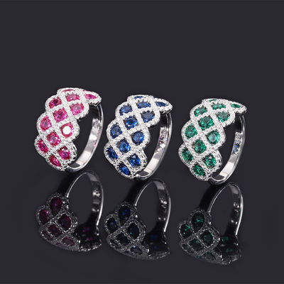 Anillos de compromiso de plata de zircón 925 en forma de flor
