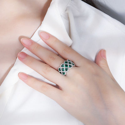 Anillos de compromiso de plata de zircón 925 en forma de flor