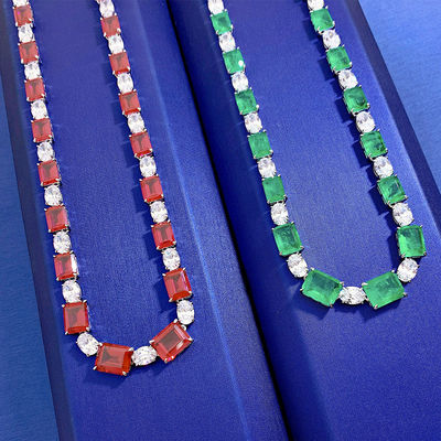 Lujo de novia rosa / verde collar de piedra preciosa para la boda y regalo