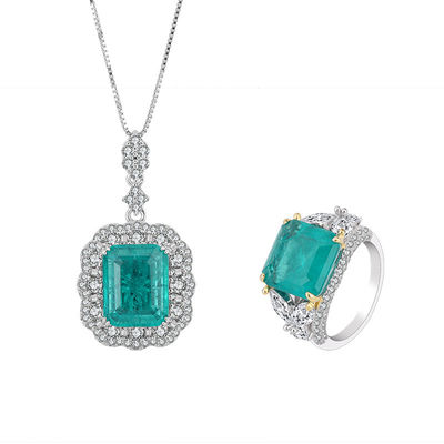 Circón Cuadrado Collar de Piedra Gemma Pantalón Anillo Conjunto Para Regalo de Cumpleaños