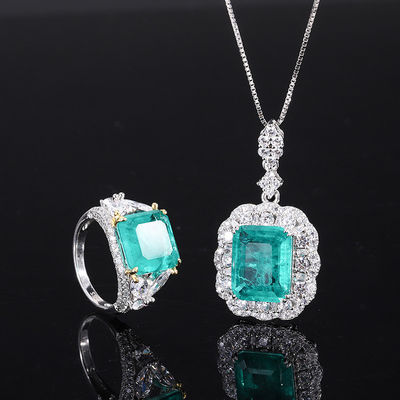 Circón Cuadrado Collar de Piedra Gemma Pantalón Anillo Conjunto Para Regalo de Cumpleaños