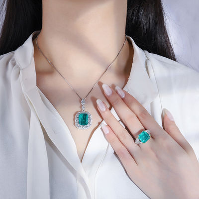 Circón Cuadrado Collar de Piedra Gemma Pantalón Anillo Conjunto Para Regalo de Cumpleaños