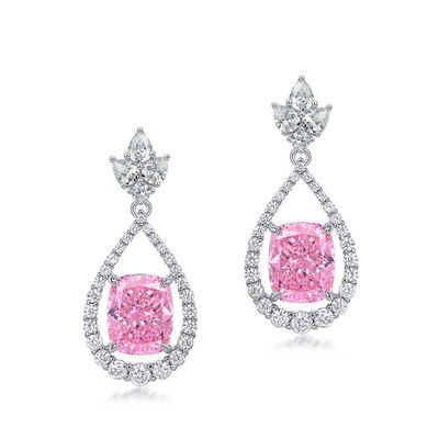 El estilo 925 de plata rosa de la piedra preciosa ovalado de auriculares de halo