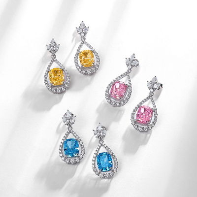 El estilo 925 de plata rosa de la piedra preciosa ovalado de auriculares de halo
