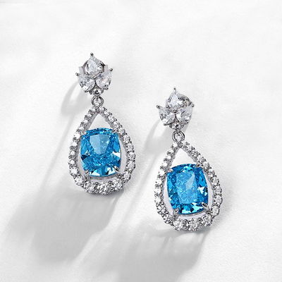 El estilo 925 de plata rosa de la piedra preciosa ovalado de auriculares de halo
