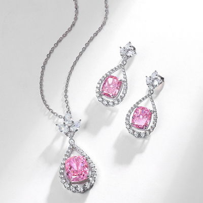El estilo 925 de plata rosa de la piedra preciosa ovalado de auriculares de halo