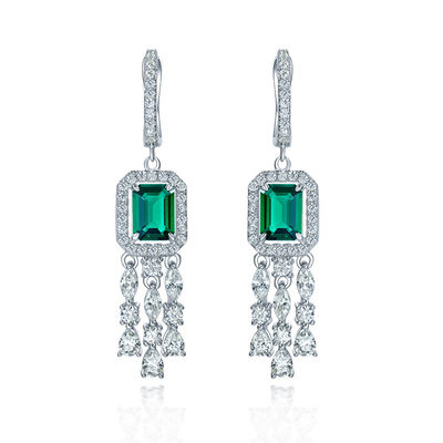 Rosquillas de piedra verde cúbicas de zirconia larga para la boda