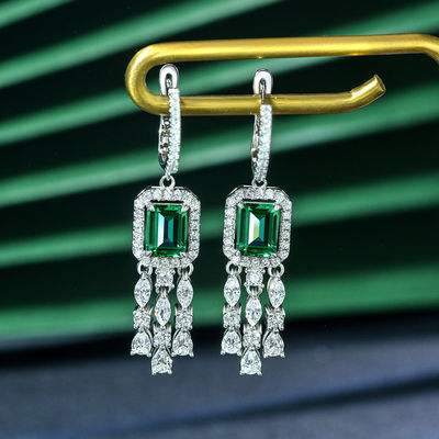 Rosquillas de piedra verde cúbicas de zirconia larga para la boda