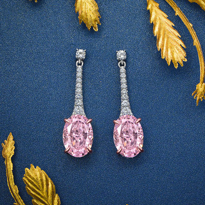 925 de plata esterlina Zircon Long Oval Los aretes de color personalizado