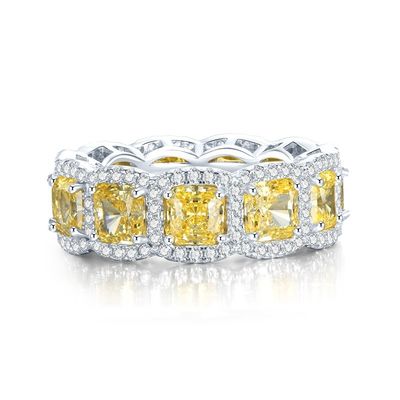 Deluxe amarillo de piedra preciosa boda y anillos de compromiso para la fiesta