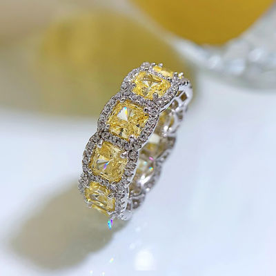 Deluxe amarillo de piedra preciosa boda y anillos de compromiso para la fiesta
