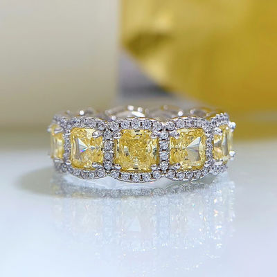 Deluxe amarillo de piedra preciosa boda y anillos de compromiso para la fiesta