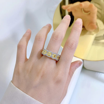 Deluxe amarillo de piedra preciosa boda y anillos de compromiso para la fiesta