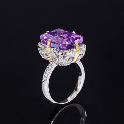 Violeta / Azul de agua / Amarillo Piedra preciosa 925 Plata Sterling Zircón Anillo de compromiso nupcial