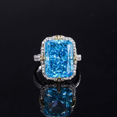 Violeta / Azul de agua / Amarillo Piedra preciosa 925 Plata Sterling Zircón Anillo de compromiso nupcial