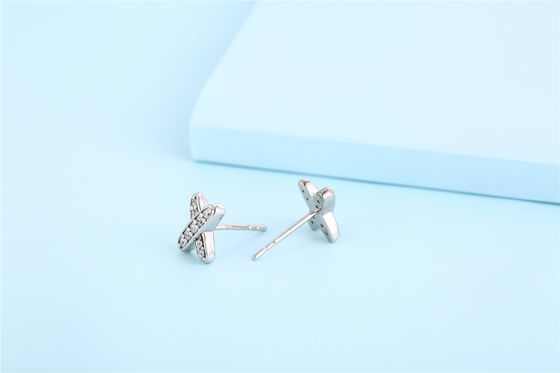 X Forma 925 Moissanite Stud Aretes de plata esterlina Joyería