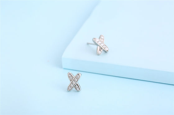 X Forma 925 Moissanite Stud Aretes de plata esterlina Joyería