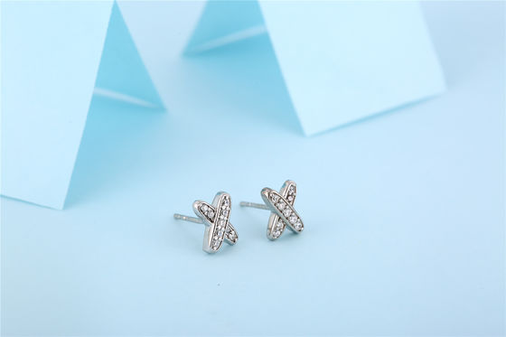 X Forma 925 Moissanite Stud Aretes de plata esterlina Joyería