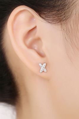 X Forma 925 Moissanite Stud Aretes de plata esterlina Joyería