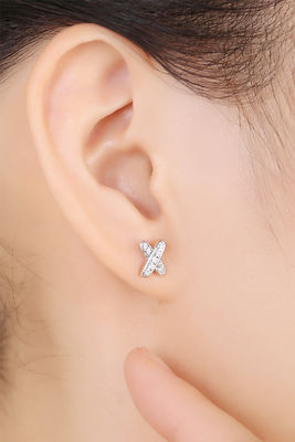 X Forma 925 Moissanite Stud Aretes de plata esterlina Joyería