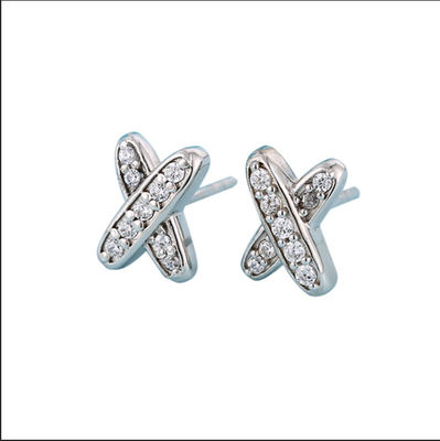 X Forma 925 Moissanite Stud Aretes de plata esterlina Joyería