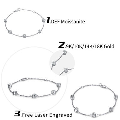 Brillante 925 de plata esterlina Moissanite Diamante Brazalete para mujeres