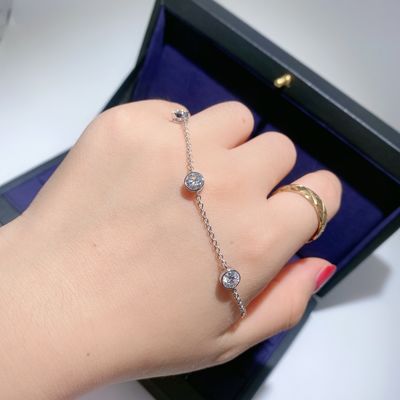 Brillante 925 de plata esterlina Moissanite Diamante Brazalete para mujeres