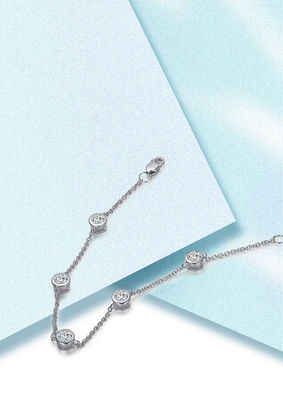 Brillante 925 de plata esterlina Moissanite Diamante Brazalete para mujeres