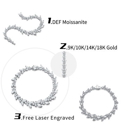 18K Oro Oreja de Trigo Moissanite Brazalete de Tenis para el compromiso