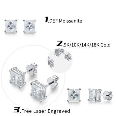 Cubicos de oro de 18K Moissanite Diamante Auriculares para el regalo de cumpleaños