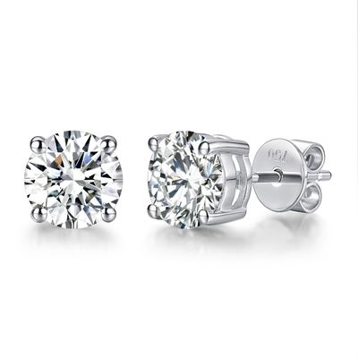 18k Oro Moissanite Diamante Auriculares de punta de oro blanco Apoyo personalizado