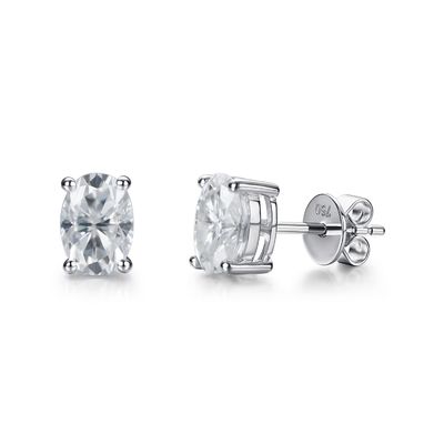 18k oro moissanita diamantes ovalado pendientes pernos para el regalo
